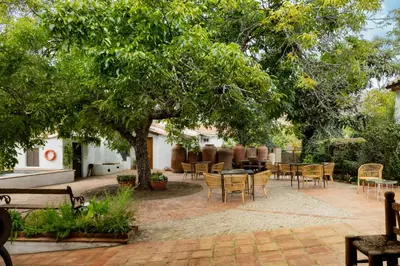 Jardín al aire libre en Apartamentos turísticos EL PATIO DEL NOGAL