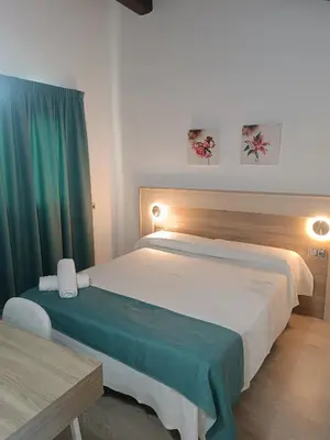 Cama o camas de una habitación en Apartamentos turisticos Ávila Puerta de la Santa 2-1