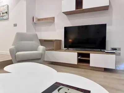 Una televisión o centro de entretenimiento en Apartamentos Paseo de la Estación