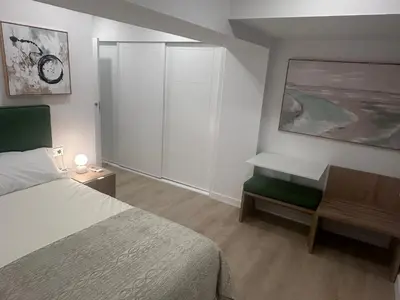 Cama o camas de una habitación en Apartamentos Paseo de la Estación