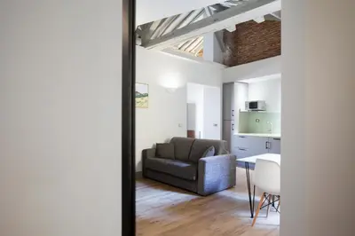 Zona de estar de Blue Windows House Apartamentos & Suites