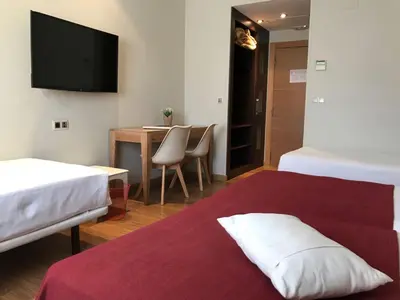 Cama o camas de una habitación en Hotel Entredos