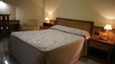 Cama o camas de una habitación en Hotel Puente Romano