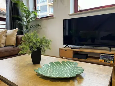 Una televisión o centro de entretenimiento en Dúplex La Ranita Salmantina