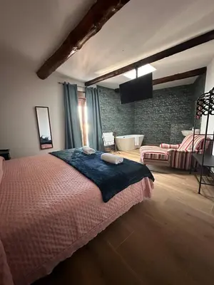 Cama o camas de una habitación en Casa Rural Mateo Corchero
