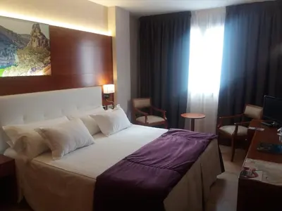Cama o camas de una habitación en Hotel Balneario Valle del Jerte