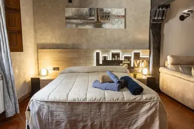 Cama o camas de una habitación en La casona de la alberca