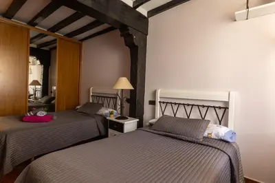 Cama o camas de una habitación en La casona de la alberca