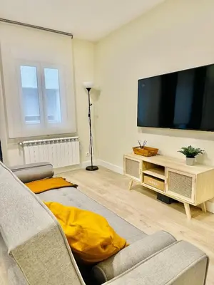 Una televisión o centro de entretenimiento en La Beltraneja XIII Apartamento con encanto en el casco histórico