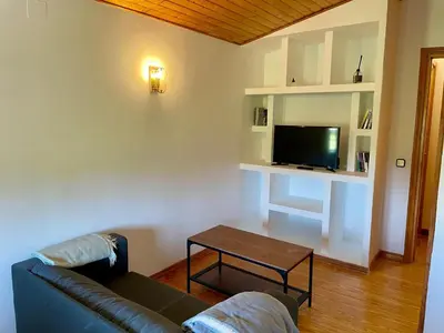 Una televisión o centro de entretenimiento en Apartamentos Pico Almanzor