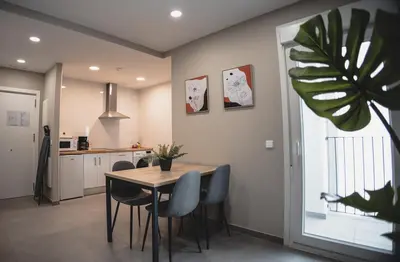 Una cocina o zona de cocina en Apartamentos Turísticos Capitán Orellana