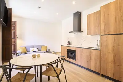 Una cocina o zona de cocina en Apartamentos Plaza de San Juan