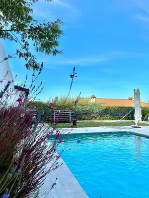 Piscina en o cerca de Casa Rural cerca de Pantano de San Juan con Cine, Jardín, BBQ y Piscina privada