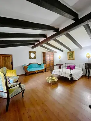 Cama o camas de una habitación en Casa Grande de La Casería