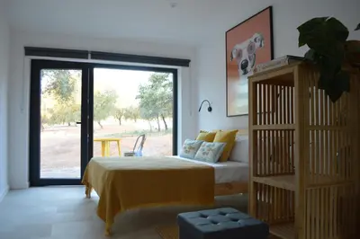 Cama o camas de una habitación en Las Huertas del Abrilongo