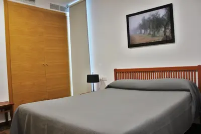 Cama o camas de una habitación en Apartamentos Embalse de Orellana