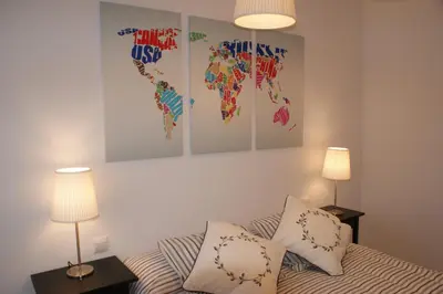 Cama o camas de una habitación en Apartamento espacioso frente al Palacio de Congresos - AA