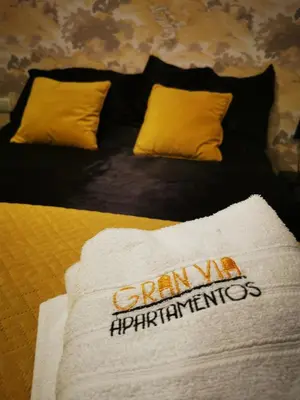 Cama o camas de una habitación en Apartamentos Gran Via