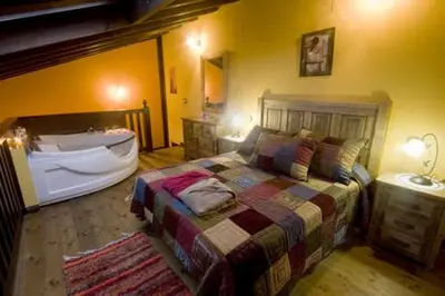 Cama o camas de una habitación en Casas Herrenales de Ulaca