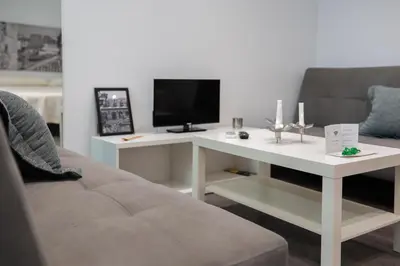 Una televisión o centro de entretenimiento en Apartamentos Turísticos Domus Seleqtia Plaza Mayor