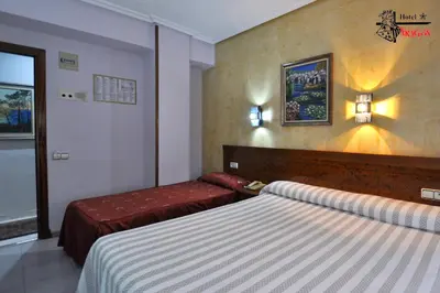 Cama o camas de una habitación en Hotel Aragón