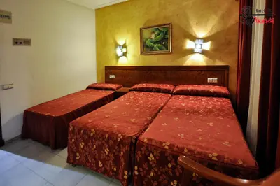 Cama o camas de una habitación en Hotel Aragón