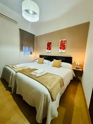 Cama o camas de una habitación en Apartamentos Jamé Mérida
