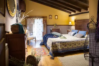 Cama o camas de una habitación en Casa Rural la Casa del Bosque