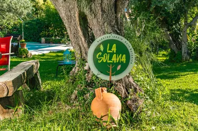 Jardín al aire libre en Apartamentos La Solana de Monfragüe