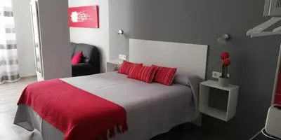 Cama o camas de una habitación en Apartamentos Harmonía