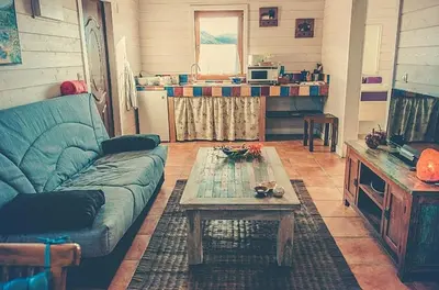 Zona de estar de Mountain View Retreat in Cañamero