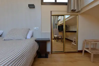 Cama o camas de una habitación en Hostal Concejo
