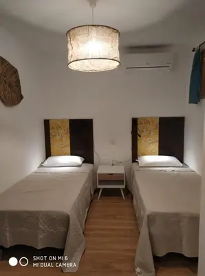 Cama o camas de una habitación en solaz del ambroz-Hervas