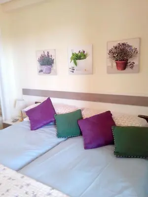 Cama o camas de una habitación en Modern apartment in Salamanca, 50 m², air-conditioned