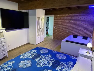 Cama o camas de una habitación en Apartamentos A Fala en Trevejo y San Martin de Trevejo, Sierra de Gata