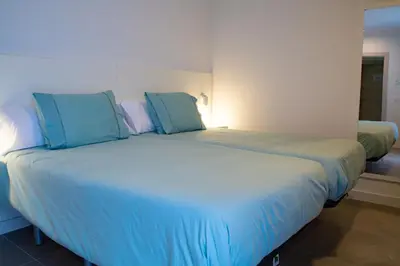 Cama o camas de una habitación en Hotel Gran Sol De Extremadura