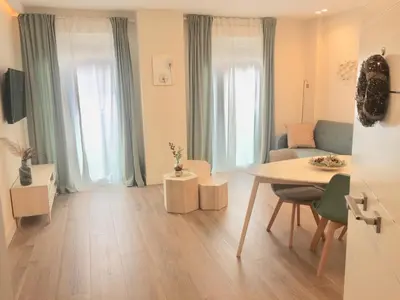 Una televisión o centro de entretenimiento en San Vicente Apartments