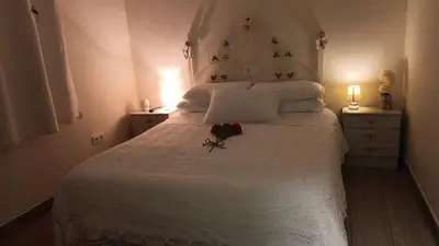 Cama o camas de una habitación en Apts la cañada birding con encanto y patio en monfrague torrejon el Rubio