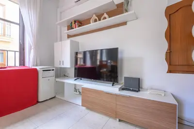 Una televisión o centro de entretenimiento en Apartamento junto a la Universidad y la Catedral