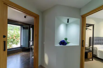 Cama o camas de una habitación en Apartamentos Rurales La Gloria de Yuste