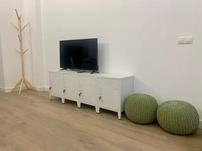 Una televisión o centro de entretenimiento en PUERTA DE CACERES Apartamento 2