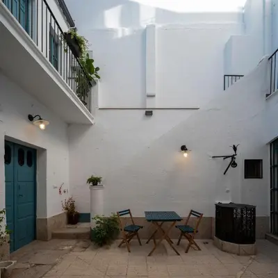 Un patio o zona al aire libre en Apartamentos Petronila 1881