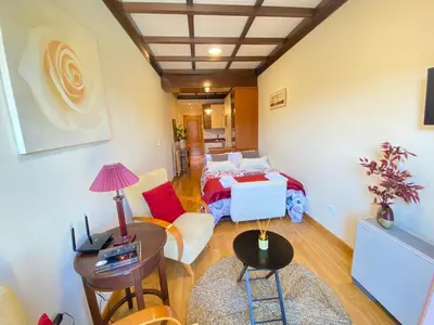 Cama o camas de una habitación en Plaza Mayor 19-Precioso estudio único en Salamanca