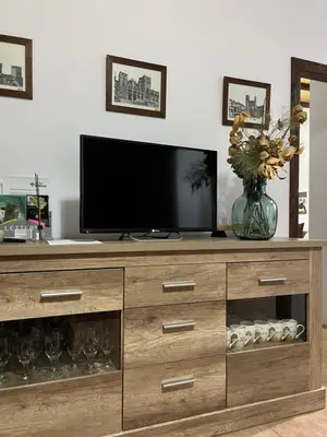 Una televisión o centro de entretenimiento en Casa Rural El Miajon Apartamentos