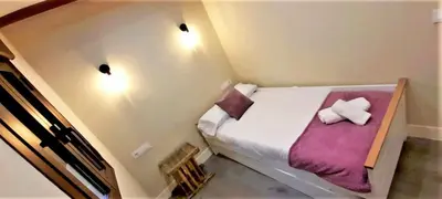 Cama o camas de una habitación en Apartamentos La Rosa y El Pastor