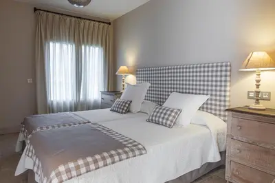 Cama o camas de una habitación en Casa Rural Los Tres Lugares