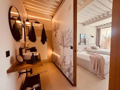 Cama o camas de una habitación en Villa de Diseño con Piscina Privada
