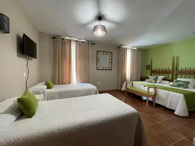 Cama o camas de una habitación en Hostal EL GRIEL NO DISPONEMOS DE RECEPCIÓN FÍSICA