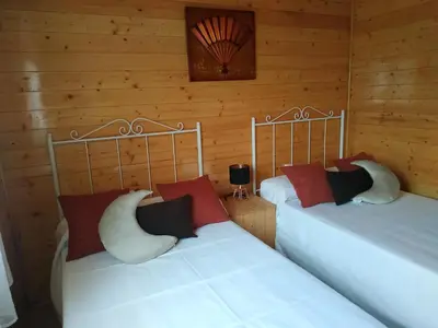 Cama o camas de una habitación en Casa Rural Mi Balconcito