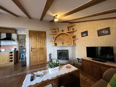 Una televisión o centro de entretenimiento en El Nido de Gredos cuco apartamento con chimenea